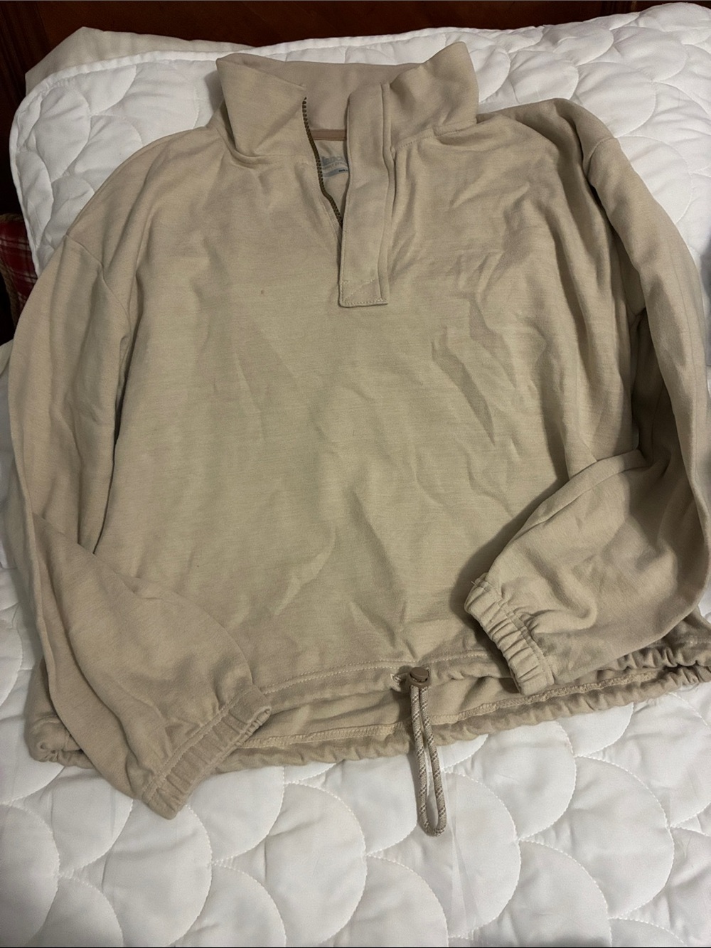 Avalanche Men's Tan Quarter-Zip Drawstring Sweater